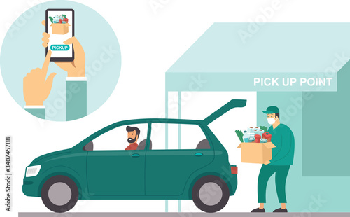 Fotomural Pick up point in food supermarket