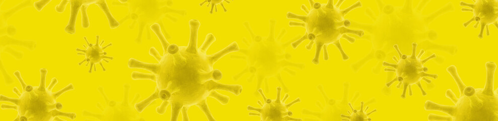 covid-19 coronavirus panoramic banner for website header, 3d illustration, sars-cov-2 corona virus i