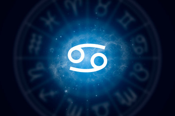 Wall Mural - cancer zodiac sign on a background of the starry sky. illustration for horoscope