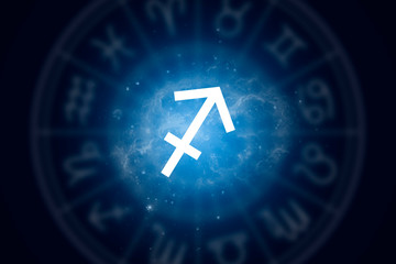 Wall Mural - sagittarius zodiac sign on a background of the starry sky. illustration for horoscope