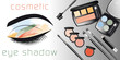 © ID-EasyDoor - illustration vectorielle de cosmétique pour les yeux - fard à paupière et pinceaux.