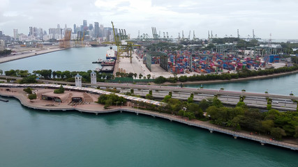 Sticker - Aerial view of Sentosa Island and resorts, Singapore