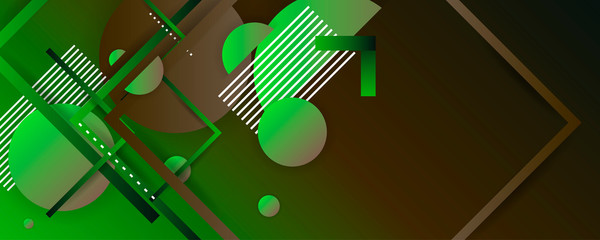 Aufkleber - Abstract dark green and blue modern color lines geometric shape and shadows editable. Vector stock illustration design