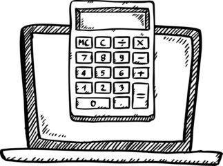 Fototapete - Cartoon style doodle of notebook with calculator