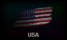 Flag Of The USA. Vector Illustration In Grunge Style With Cracks And Abrasions. Good Image For Print