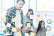 © aFotostock - Brainstorming diversity creative design use post it sticky note  team meeting with startup teamwork. Collaborative brainstorm teams meeting with business partners share ideas teamwork in conference