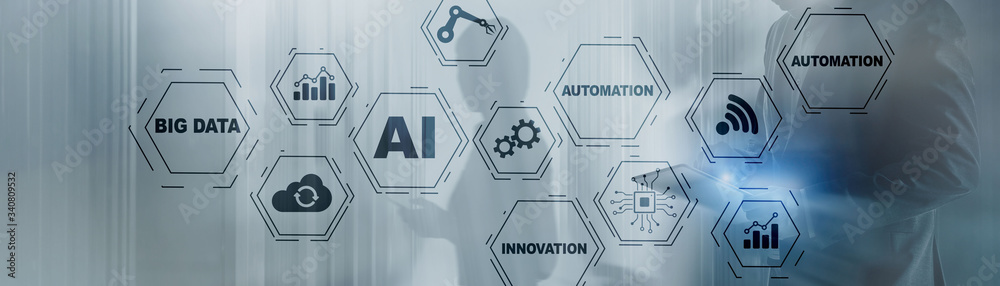 Artificial intelligence Big Data Automation Innovation universal background. - obrazy, fototapety, plakaty 