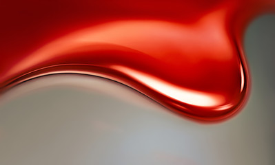 Flowing drop of blood or red paint