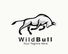 Elegant Bull Attack Logo Design Inspiration