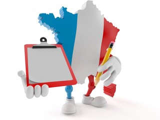 Canvas Print - France character holding clipboard and pencil