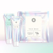 Vector Holographic Cosmetic Healthcare Tube & Face Mask Sachet Set Theme