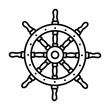 Boat helm icon vector doodle freehand illustration frigate  voyage
