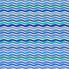 Fototapete - Blue waves pattern in marine style.