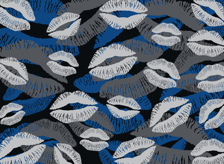 Poster - Glamorous female lips camouflage pattern