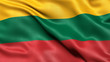 3D illustration of the flag of Lithuania waving in the wind.