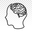 © Moch Solikin - Human brain or mind side view line art vector icon on a transparent background
