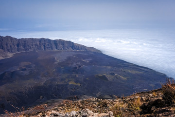 Wall Mural - Cha das Caldeiras over the clouds view from Pico do Fogo in Cape Verde