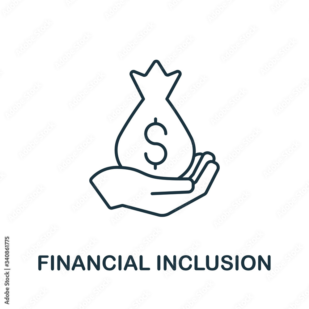 Financial Inclusion icon from fintech collection. Simple line Financial Inclusion icon for templates, web design and infographics