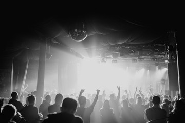 Rock band playing a concert at a live house in Europe