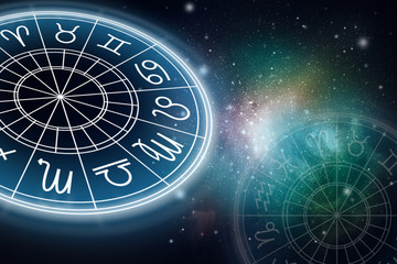 Wall Mural - astrological signs of the zodiac for the horoscope on the background of the starry sky. illustration