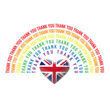 Thank You Rainbow With UK Flag Heart. 3D Rendering