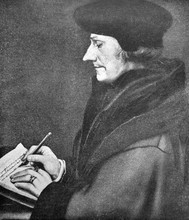 Portrait Of Erasmus Of Rotterdam, A Dutch Philosopher And Christian Scholar In The Old Book From The World History, By M.N. Petrov, 1896, St. Petersburg