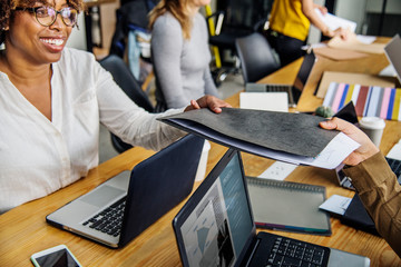 Diverse people working at an office