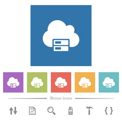 Wall Mural - Cloud storage flat white icons in square backgrounds