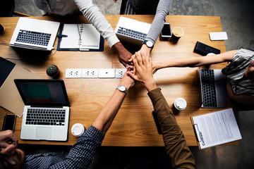 Poster - People stacking hands