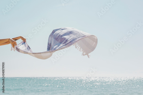 Scarf flying in the wind