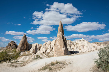 Wall Mural - Volcanic tufa formations in Turkey's Cappadocia, Nevsehir, Turkey.