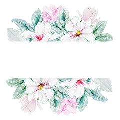 Sticker - Horizontal stripe banner with watercolor floral elements