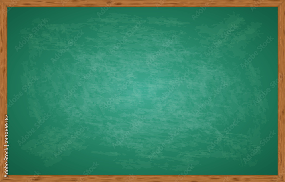 Realistic Green Chalkboard With Wooden Frame Isolated On White