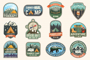 Wall Mural - outdoor adventure patch with quotes. vector. concept for shirt, logo, print, stamp or tee. vintage t
