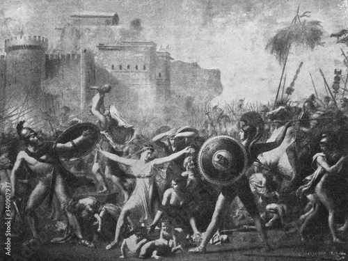 Cuadros en Lienzo The Intervention of the Sabine Women by the French painter Jacques-Louis David in the old book the History of Painting, by R