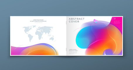 Wall Mural - horizontal liquid abstract cover background design. landscape fluid dynamic element for modern broch