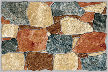 Colorful stone block in wall tile background texture, stone ceramic decor tile