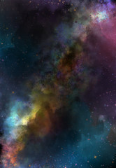 star field in galaxy space with nebula, abstract watercolor digital art painting for texture backgro