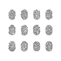 Poster - Fingerprint Sign Black Thin Line Icon Set. Vector