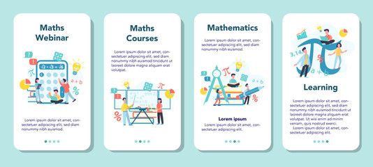 Wall Mural - Math school subject mobile application banner set. Learning