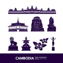 Cambodia Travel Destination Grand Vector Illustration. 