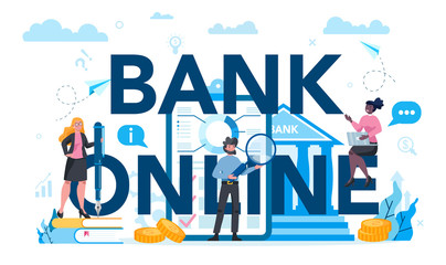 Wall Mural - Online banking typographic header concept. Making financial