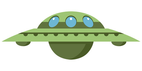 Flying saucer in cartoon style. UFO isolated on white background.