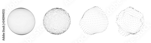 Cuadros en Lienzo Sphere of dots or particles isolated on white color
