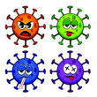Corona virus Covis-19 cartoon with several expressions