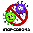 Stop Corona Covid-19 sign in cartoon style