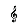 Treble clef icon on a white background, music symbol, vector