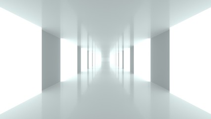 3d render white clean empty room abstract background