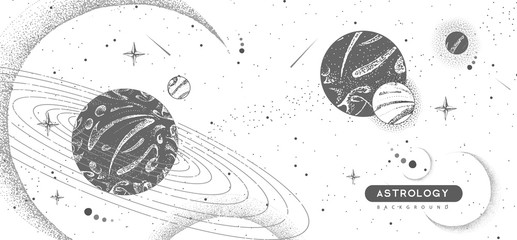 Wall Mural - vector illustration of astrology background. outer space and planets