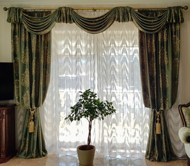 lambrequin and curtains in the interior